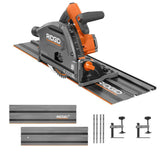 RIDGID 18V Brushless Cordless Track Saw (Tool Only) with (2) 27.5 in. Tracks and (3) Track Saw Clamps