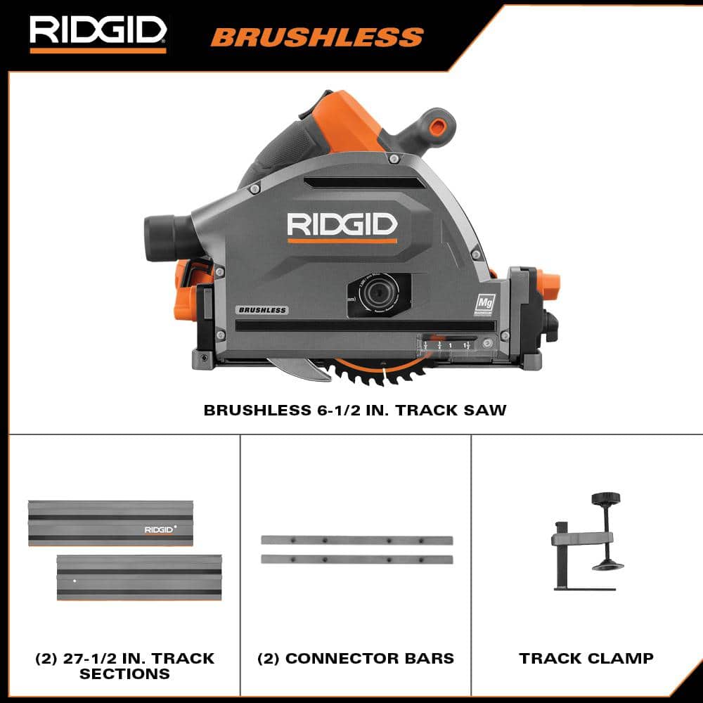 RIDGID 18V Brushless Cordless Track Saw (Tool Only) with (2) 55 in. Tracks