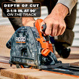 RIDGID 18V Brushless Cordless Track Saw (Tool Only) with (2) 27 -1/2in. Tracks, (1) 60 in Track, and (4) Connector Bars