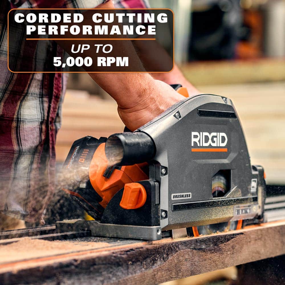RIDGID 18V Brushless Cordless 6-1/2 in. Track Saw with 8.0 Ah MAX Output EXP Lithium-Ion Battery