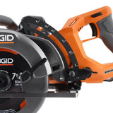 RIDGID 18V Brushless Cordless 7-1/4 in. Rear Handle Circular Saw Kit with 8.0 Ah MAX Output Battery, 18V Charger and Bag