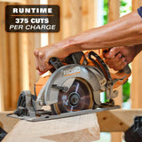 RIDGID 18V Brushless Cordless 7-1/4 in. Rear Handle Circular Saw Kit w/ (2) 4.0 Ah MAX Output Battery, Charger, Bag