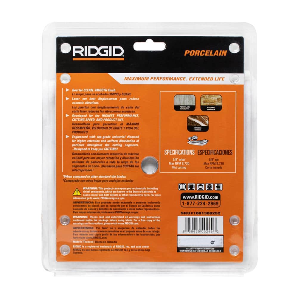 RIDGID 7 in. Premium Tile Diamond Blade, 5/8 in. Arbor, Continuous Rim