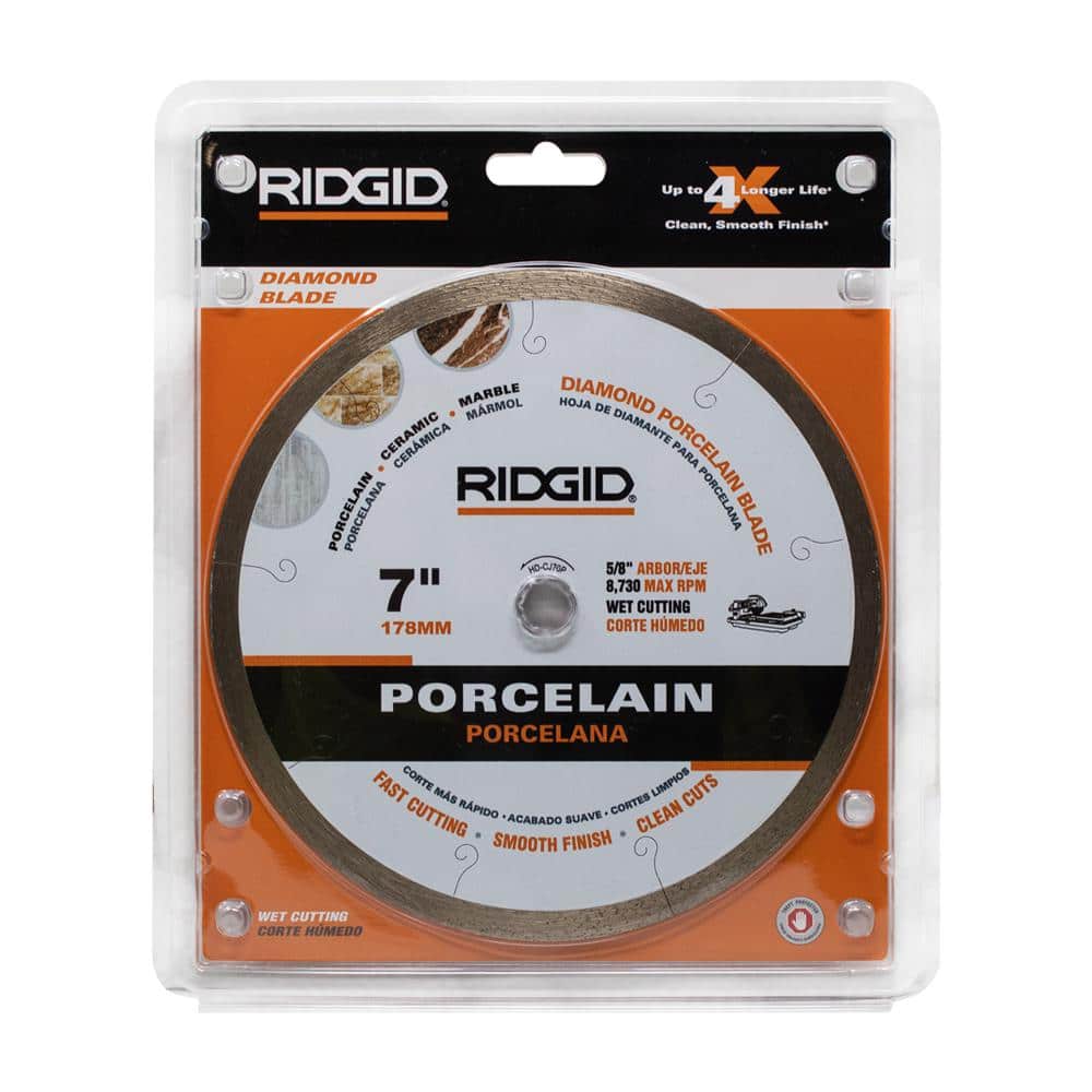RIDGID 7 in. Premium Tile Diamond Blade, 5/8 in. Arbor, Continuous Rim