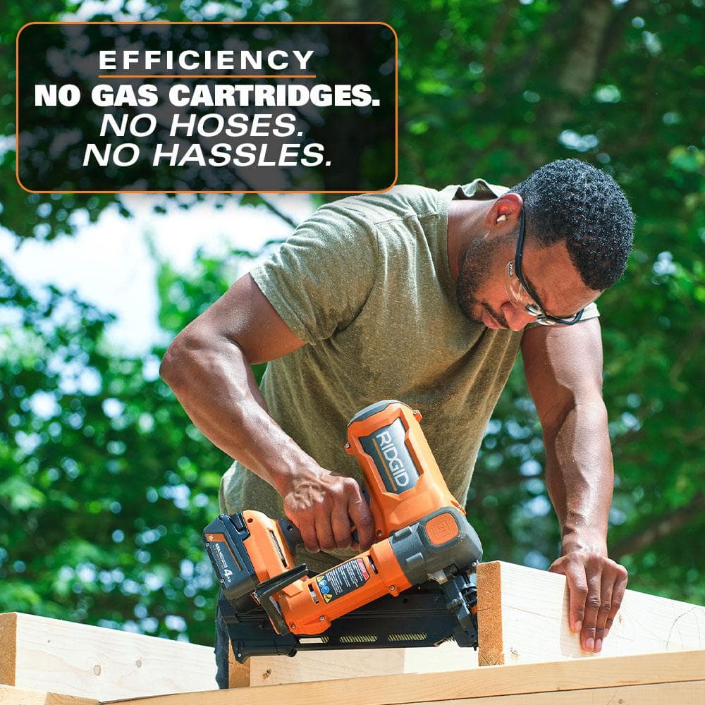 RIDGID 18V (2) 4.0 Ah Batteries and Charger Kit with 18V Brushless Cordless 30° Framing Nailer
