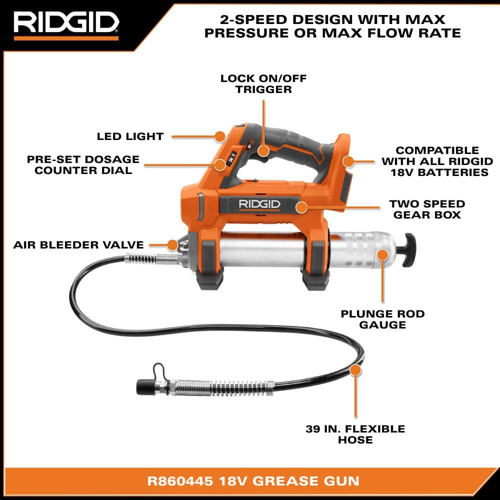 RIDGID 18V Cordless Grease Gun (Tool Only)