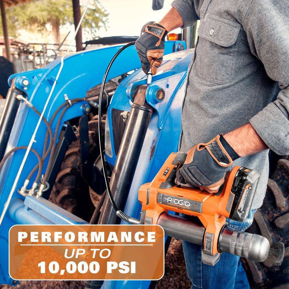 RIDGID 18V Cordless Grease Gun with 18V 4.0 Ah MAX Output Lithium-Ion Battery