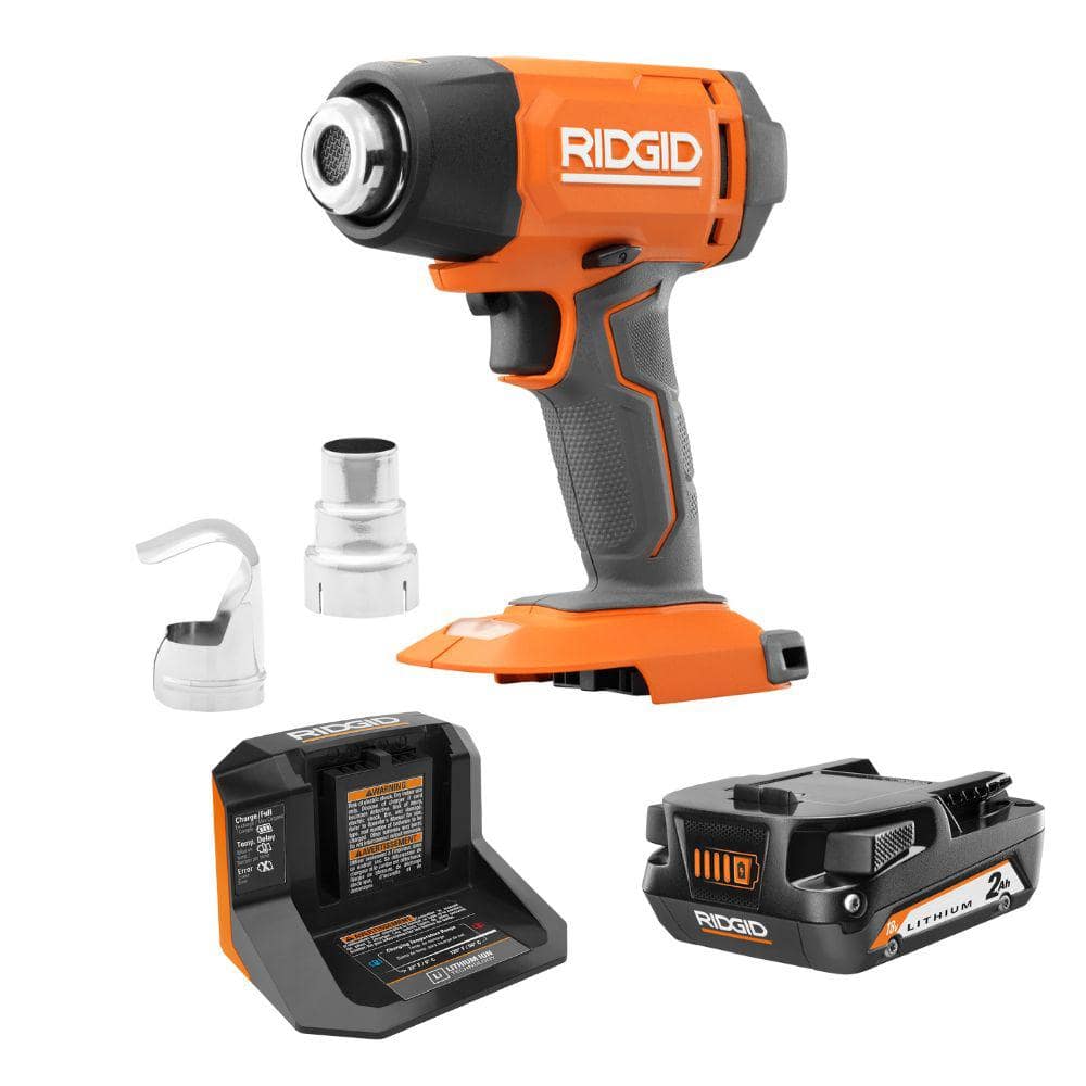 RIDGID 18V Cordless Compact Heat Gun Kit with 2.0 Ah Battery and Charger