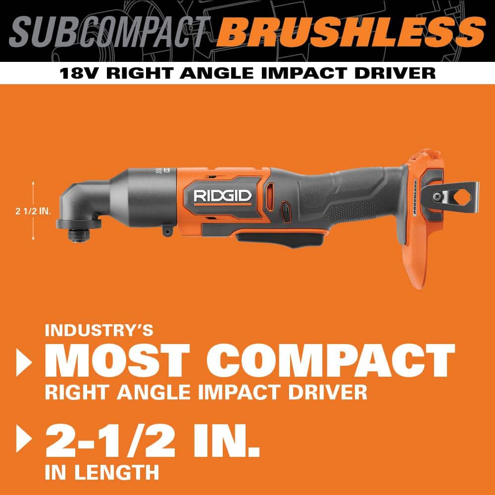 RIDGID 18V SubCompact Brushless Cordless Right Angle Impact Driver (Tool Only)
