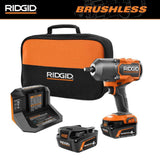RIDGID 18V Brushless Cordless 4-Mode 1/2 in. High-Torque Impact Wrench Kit with (2) 4.0 Ah Batteries and Charger