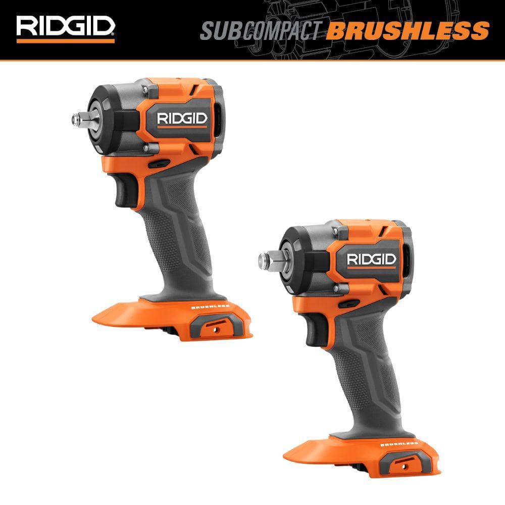 RIDGID 18V SubCompact Brushless Cordless 3/8 in. Impact Wrench and 18V SubCompact Brushless 1/2 in. Impact Wrench (Tools Only)