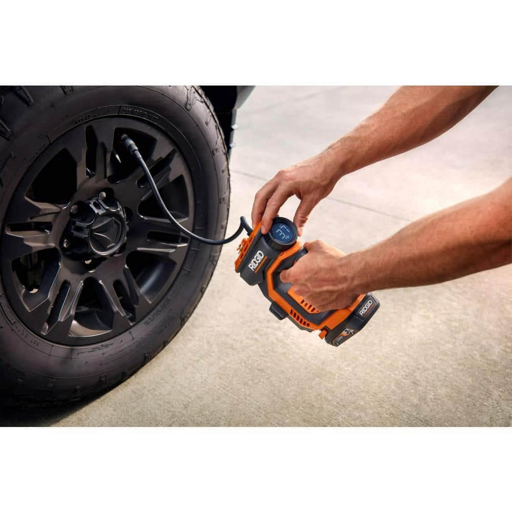RIDGID 18V Cordless High Pressure Portable Inflator with 18V Lithium-Ion 1.5 Ah Battery