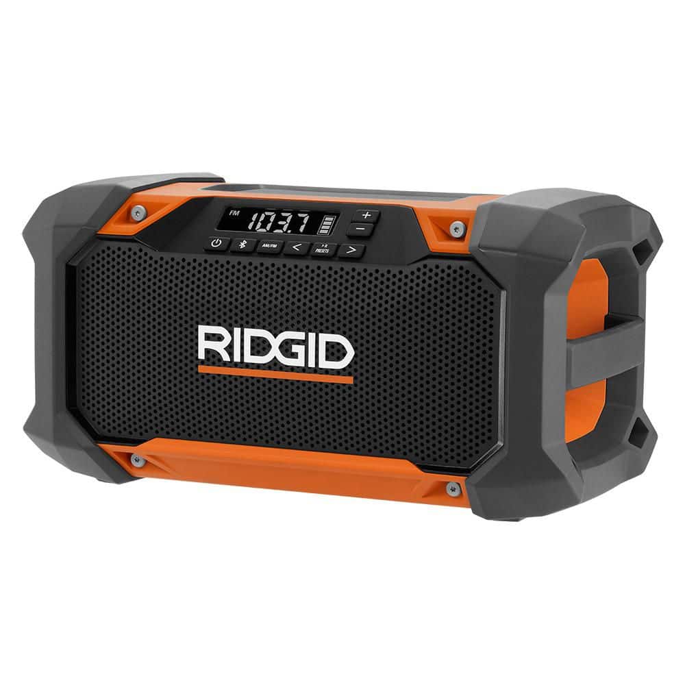RIDGID 18-Volt Cordless Hybrid Jobsite Radio with Bluetooth Technology + 1.5Ah Lithium-Ion Battery