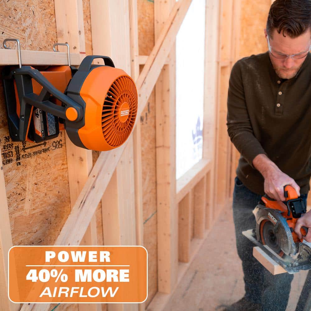 RIDGID 18V Cordless Jobsite Fan Kit with 4.0 Ah Battery and Charger