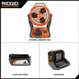 RIDGID 18V Cordless Jobsite Fan Kit with 4.0 Ah Battery and Charger