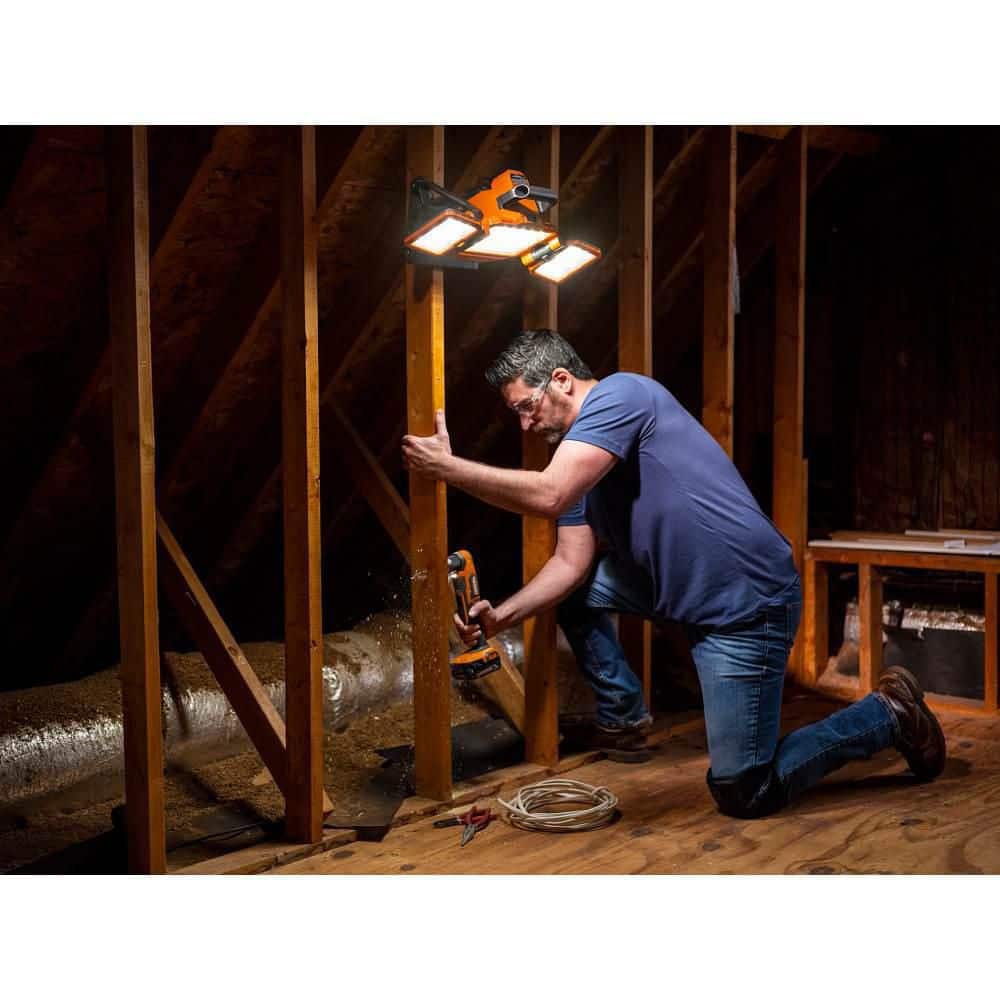 RIDGID 18V Cordless 3-Tool Combo Kit with LED Stick Light, LED Spotlight, and LED Hybrid Panel Light (Tools Only)
