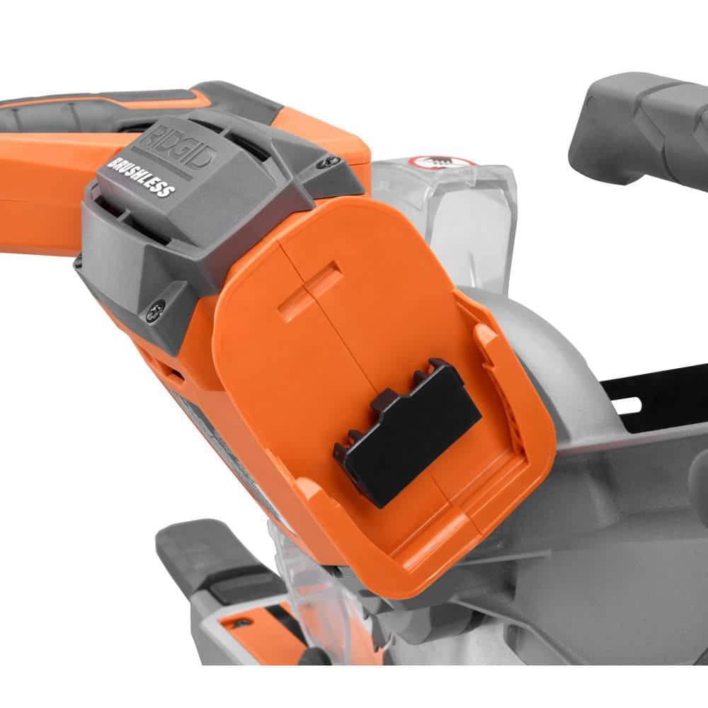 RIDGID 18V Miter Saw with Kit with (2) 4.0 Ah MAX Output Batteries and Charger with 18V Brushless Sliding Miter Saw