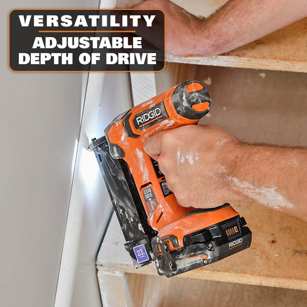 RIDGID 18V Cordless 23 Gauge 1-3/8 in. Headless Pin Nailer Kit with 2.0 Ah Battery and Charger