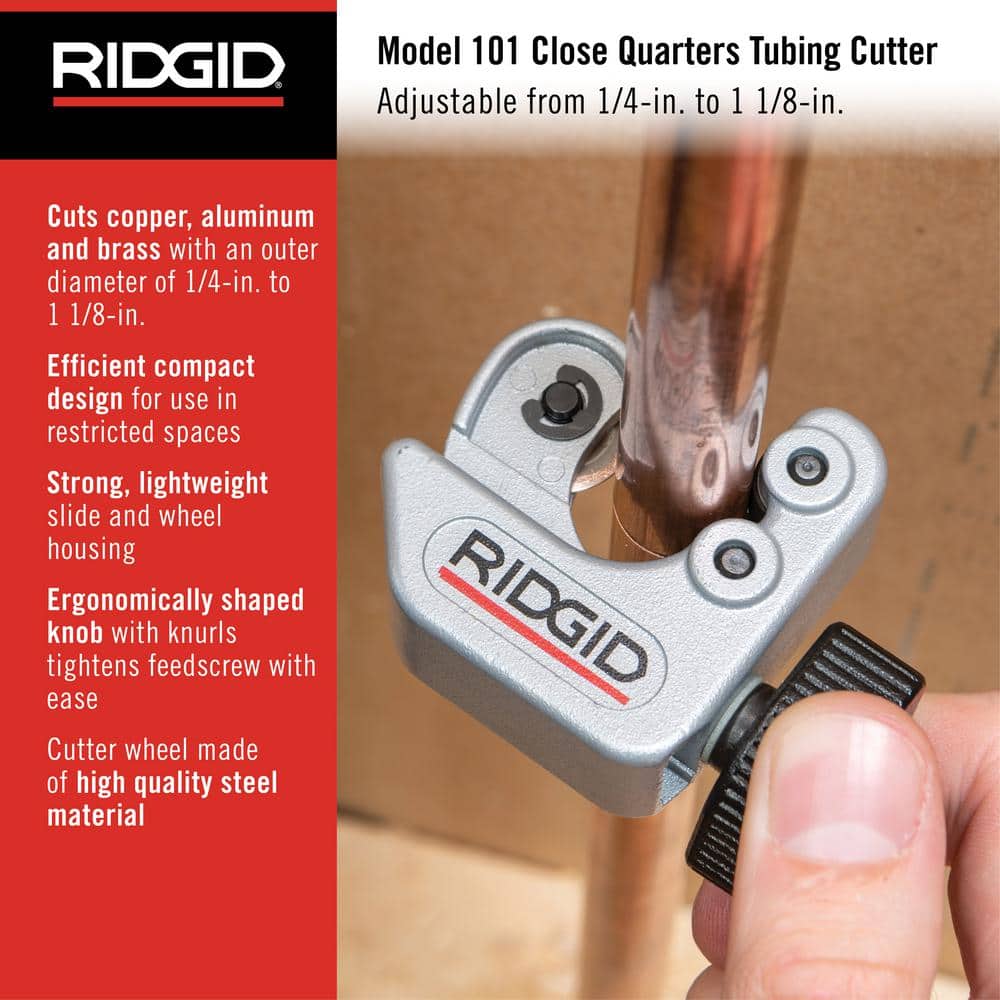 RIDGID #101 Close Quarters Tubing Cutter, 1/4 in. to 1-1/8 in. Capacity