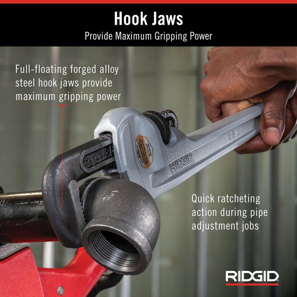 RIDGID 18 in. Aluminum Straight Pipe Wrench, 2-1/2 in. Capacity