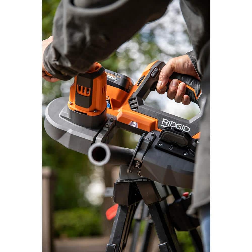 RIDGID 18V Compact Band Saw with 32-7/8 in. Blade and 4.0 Ah Lithium-Ion Battery