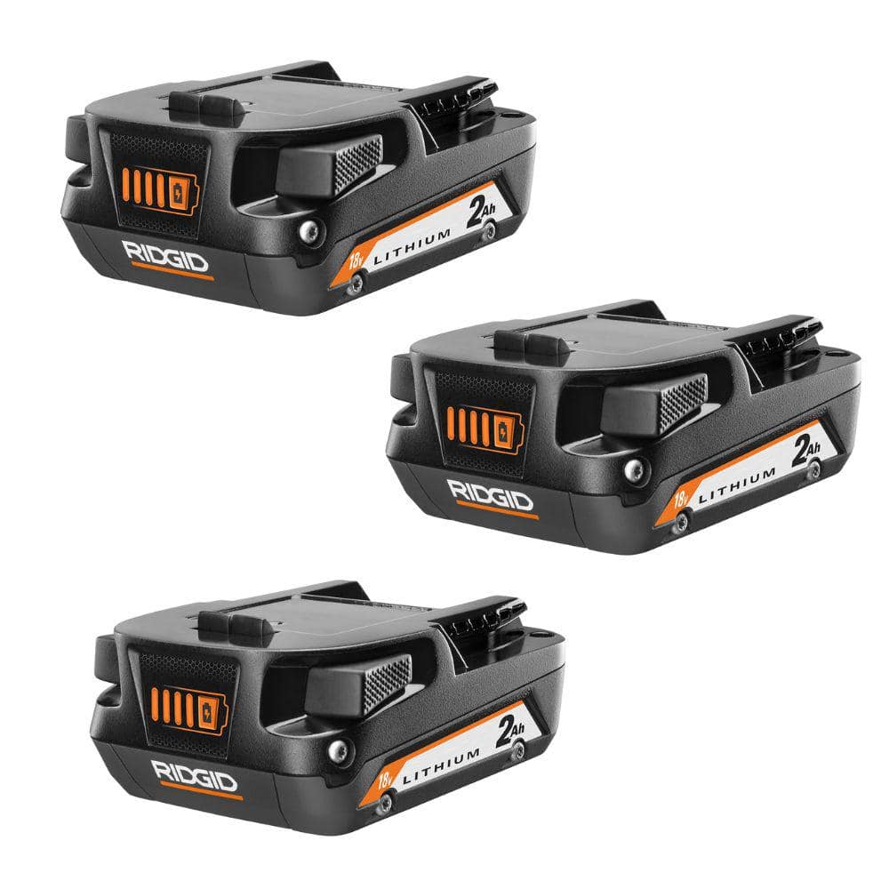 RIDGID 18V Lithium-Ion Compact 2.0 Ah Battery (3-Pack)