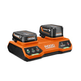 RIDGID 18V Dual Port Charger with (2) 8.0 Ah MAX Output EXP Batteries with 18V Dual Port Simultaneous Charger