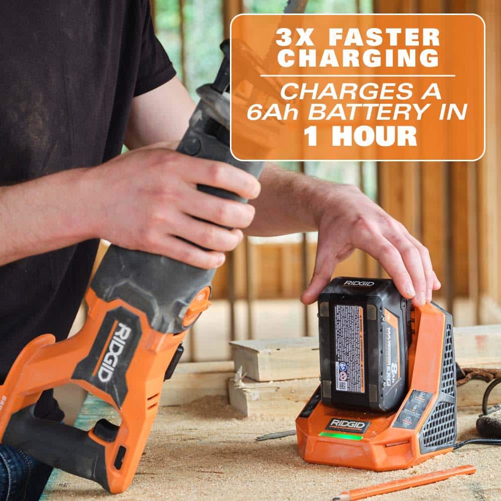 RIDGID 18V Rapid Charger with (2) 8.0 Ah MAX Output Batteries