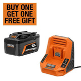 RIDGID 18V 12.0 Ah MAX Output EXP Lithium-Ion Battery with Free 18V Rapid Charger