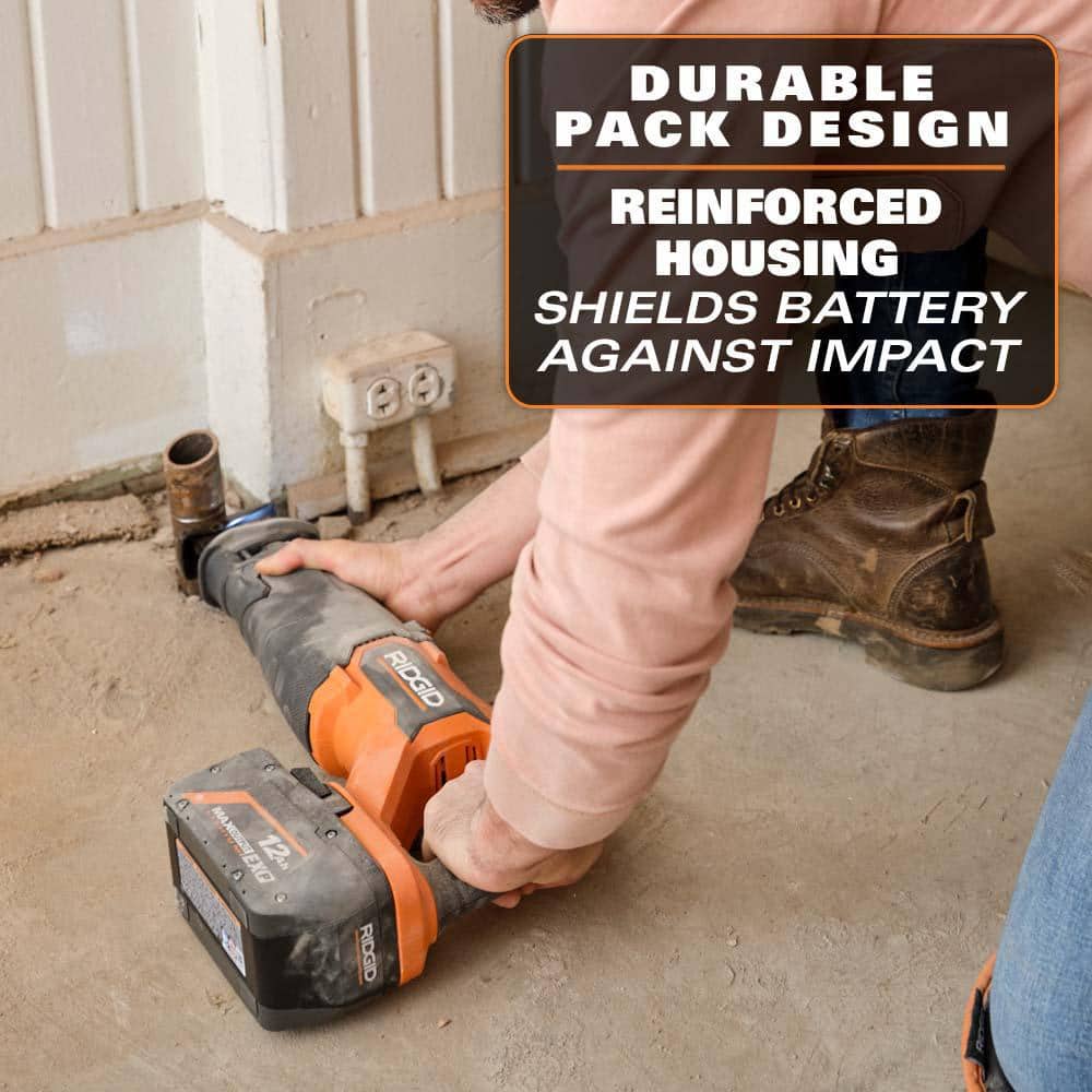 RIDGID 18V 12.0 Ah MAX Output EXP Lithium-Ion Battery with Free 18V Rapid Charger
