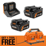 RIDGID 18V MAX Output Starter Kit with (2) 4.0 Ah MAX Output Batteries and Charger with FREE 18V 6-Port Charger