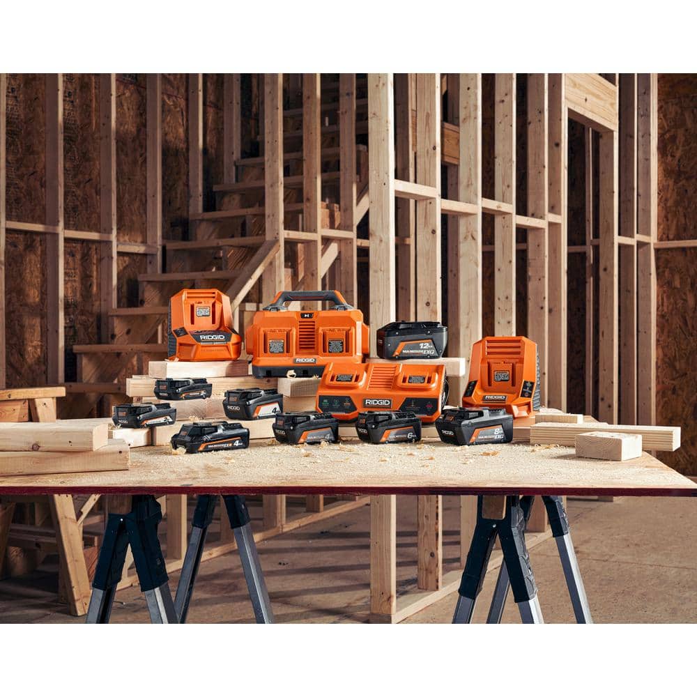 RIDGID 18V Lithium-Ion (2) 4.0 Ah Battery Starter Kit with Charger and Bag