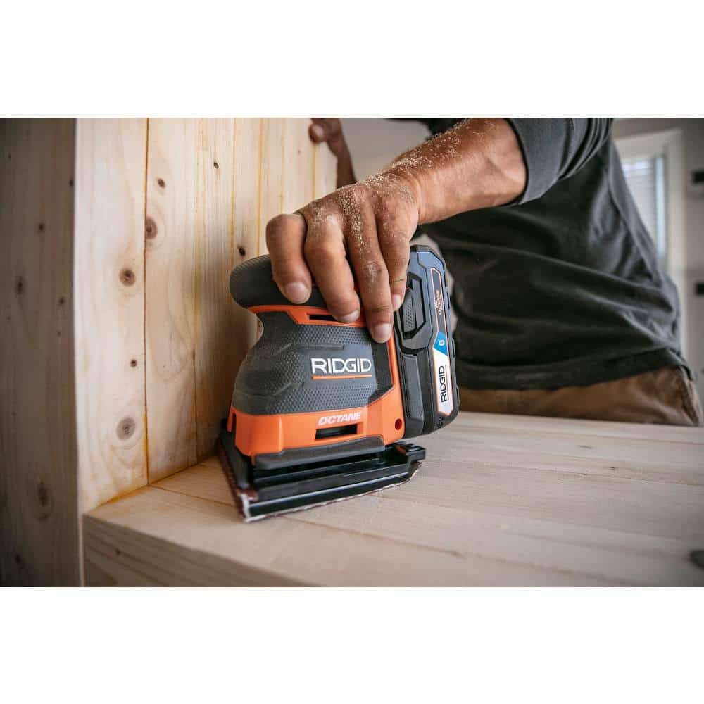 RIDGID 18V Brushless Cordless 18-Gauge 2-1/8 in. Brad Nailer with OCTANE Brushless 3-Speed 1/4 Sheet Sander (Tools Only)
