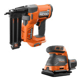 RIDGID 18V Brushless Cordless 18-Gauge 2-1/8 in. Brad Nailer with OCTANE Brushless 3-Speed 1/4 Sheet Sander (Tools Only)