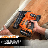 RIDGID 18V Brushless Cordless 18-Gauge 2-1/8 in. Brad Nailer with Brushless Cordless 3-Speed 1/4 in. Impact Driver (Tools Only)