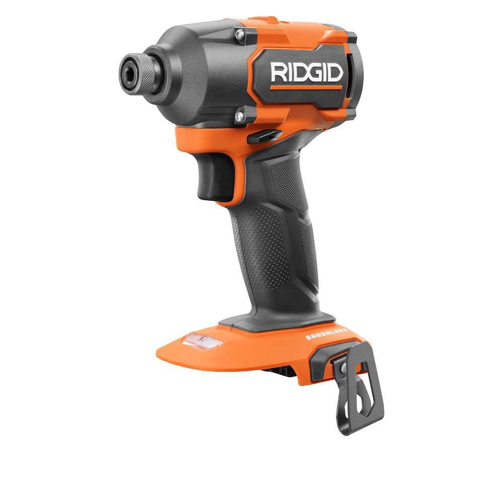 RIDGID 18V Brushless Cordless 18-Gauge 2-1/8 in. Brad Nailer with Brushless Cordless 3-Speed 1/4 in. Impact Driver (Tools Only)
