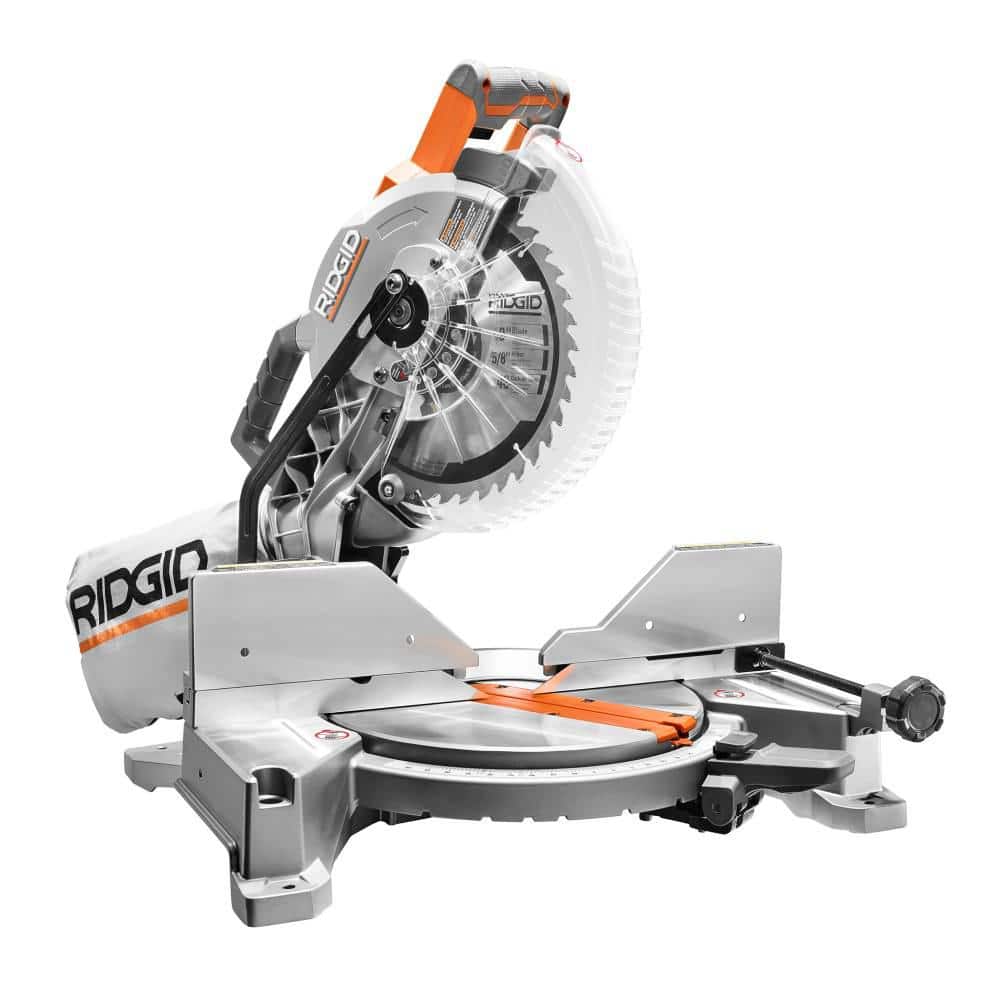 RIDGID 18V Brushless Cordless 2-Tool Combo Kit with (2) Batteries, Charger, Bag, and 15 Amp 10 in. Dual Bevel Miter Saw
