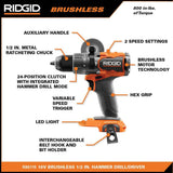 RIDGID 18V Brushless Cordless 2-Tool Combo Kit with (2) Batteries, Charger, Bag, and 15 Amp 10 in. Dual Bevel Miter Saw