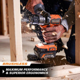 RIDGID 18V Brushless Cordless 2-Tool Combo Kit with (2) Batteries, Charger, Bag, and 15 Amp 10 in. Dual Bevel Miter Saw