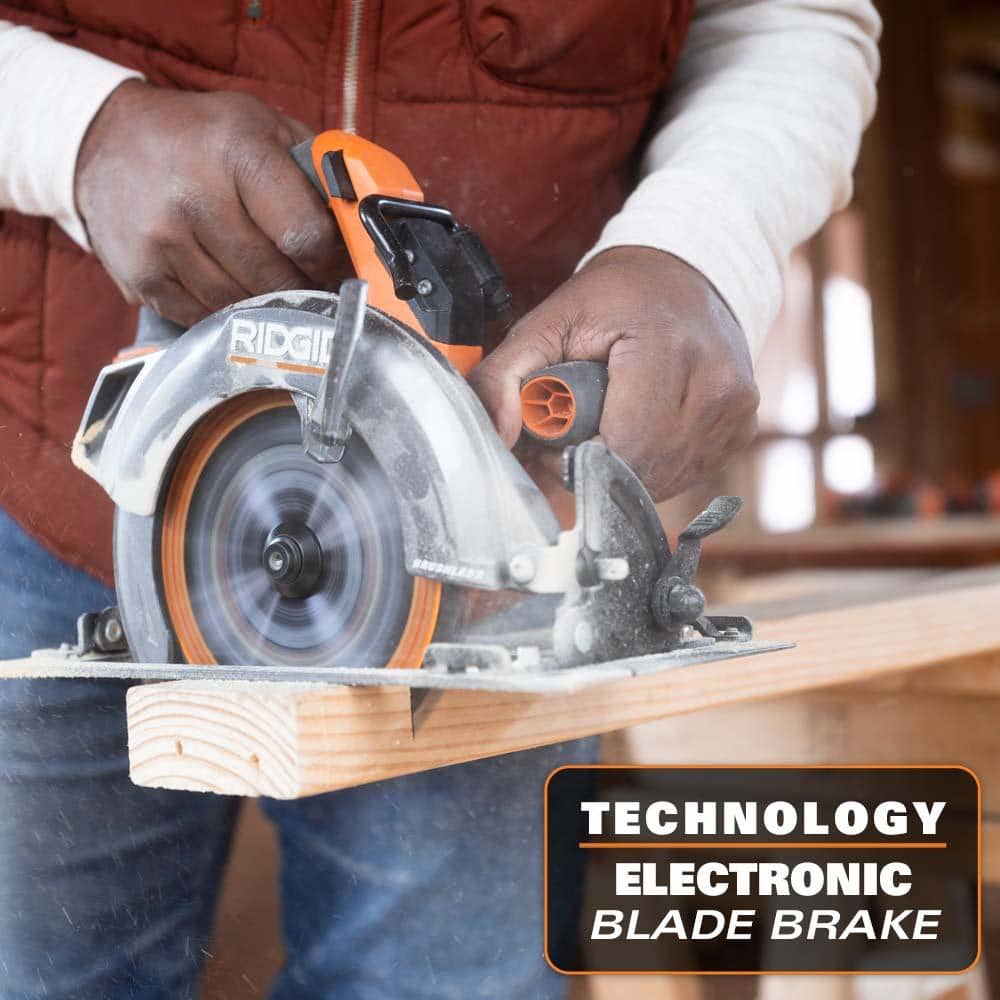 RIDGID 18V Brushless Cordless 2-Tool Combo Kit w/ 1/2 in. Impact Wrench, Circular Saw, 4.0 Ah MAX Output Battery, and Charger