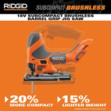 RIDGID 18V Brushless Cordless 2-Tool Combo Kit with SubCompact Barrel Grip Jig Saw and Compact Router (Tools Only)