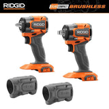 RIDGID 18V SubCompact Brushless 2Tool Combo Kit w/ 3/8 in. Impact Wrench, 1/2 in. Impact Wrench (Tools Only) & Protective Boots