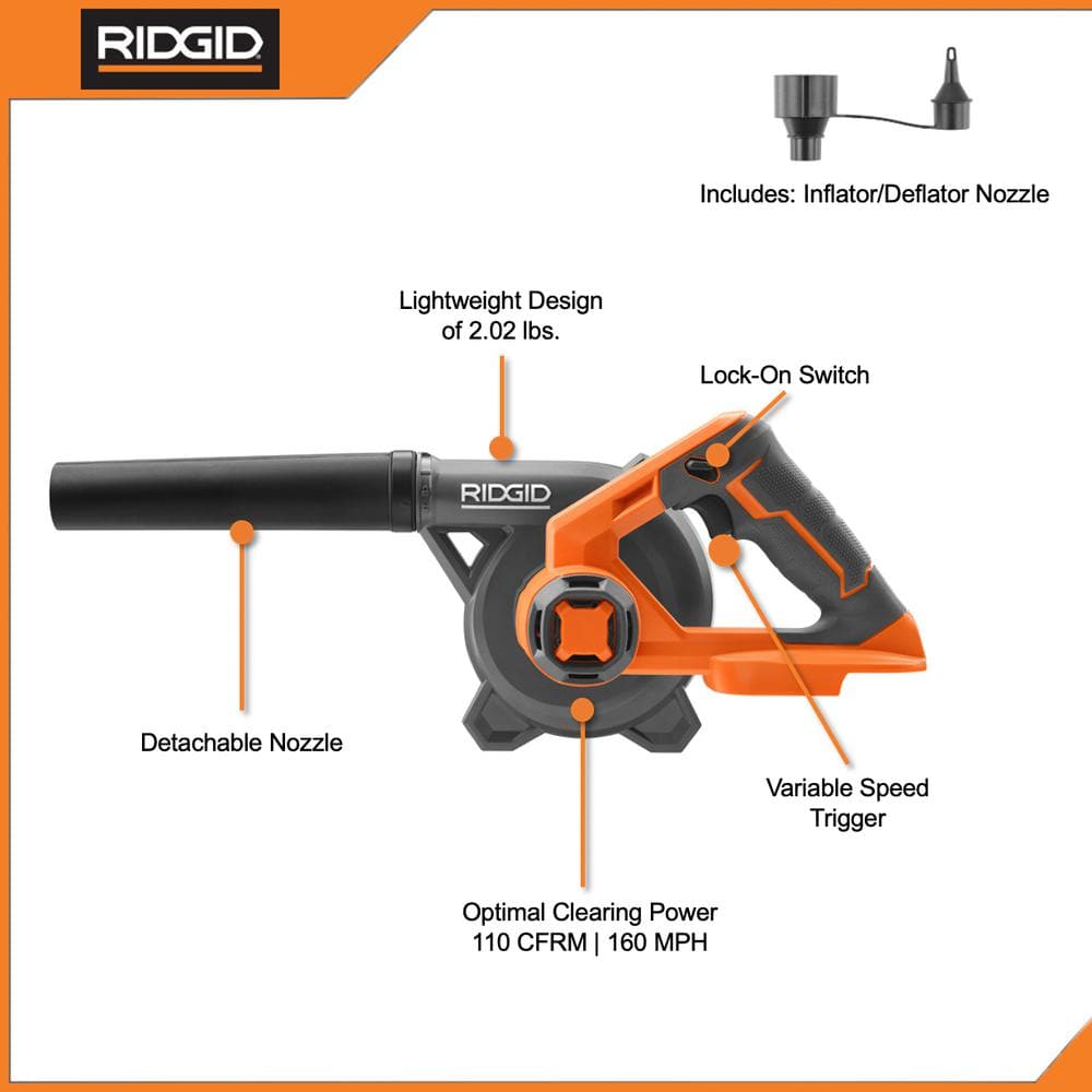 RIDGID 18V Cordless 3-Tool Combo Kit w/ SubCompact Brushless Multi-Material Saw, Caulk Gun, & Compact Jobsite Blower(ToolsOnly)