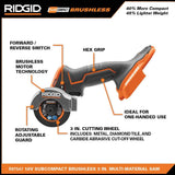 RIDGID 18V Cordless 3-Tool Combo Kit w/ SubCompact Brushless Multi-Material Saw, Caulk Gun, & Compact Jobsite Blower(ToolsOnly)