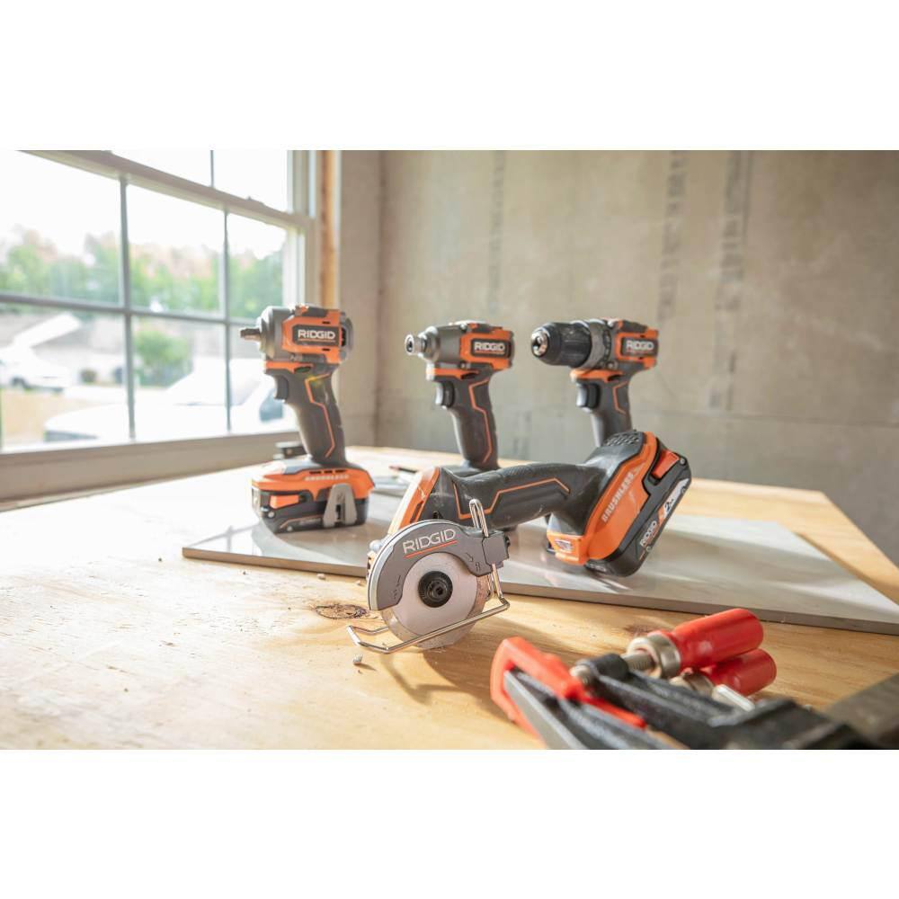 RIDGID 18V Cordless 3-Tool Combo Kit w/ SubCompact Brushless Multi-Material Saw, Caulk Gun, & Compact Jobsite Blower(ToolsOnly)