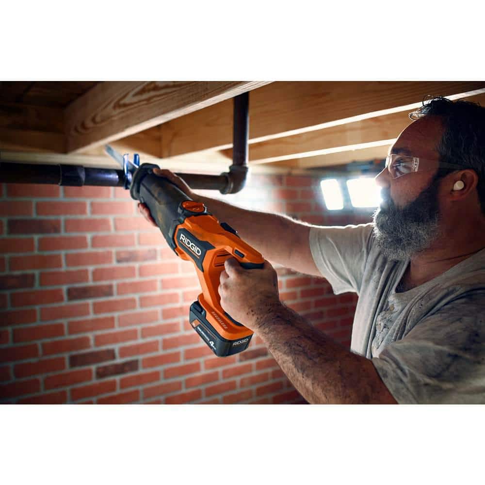 RIDGID 18V Brushless Cordless 2-Tool Combo Kit w/ Hammer Drill, Impact Driver, Batteries, Charger, Bag & Recip Saw