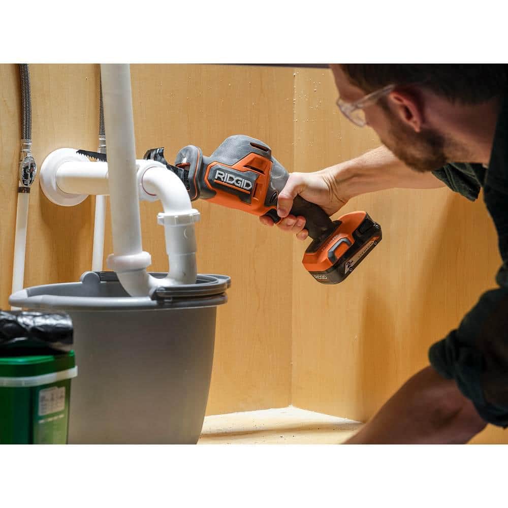 RIDGID 18V Brushless Cordless 2-Tool Combo Kit w/ Hammer Drill, Impact Driver, Recip Saw, Batteries, Charger, & Bag