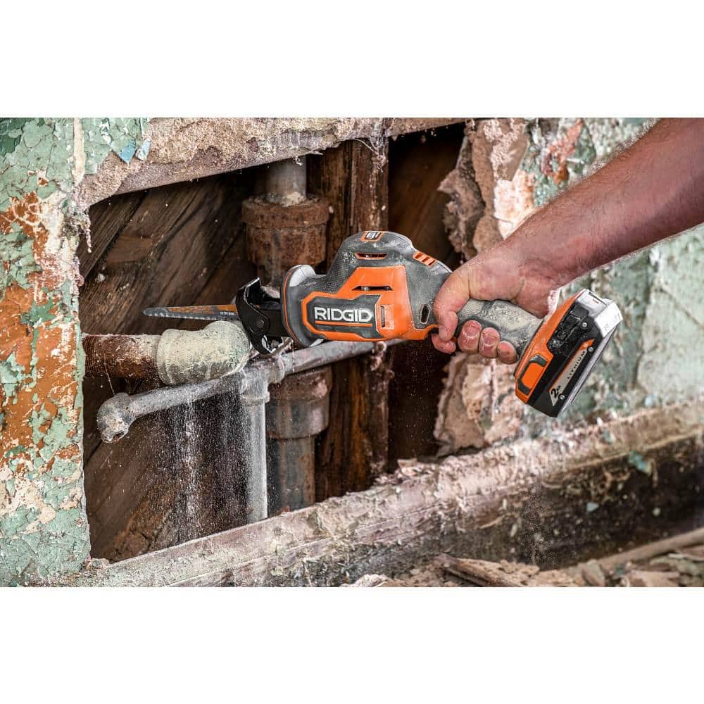 RIDGID 18V Brushless Cordless 2-Tool Combo Kit w/ Hammer Drill, Impact Driver, Recip Saw, Batteries, Charger, & Bag