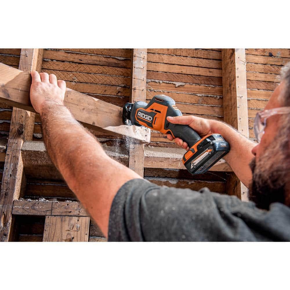 RIDGID 18V Brushless Cordless 2-Tool Combo Kit w/ Hammer Drill, Impact Driver, Recip Saw, Batteries, Charger, & Bag