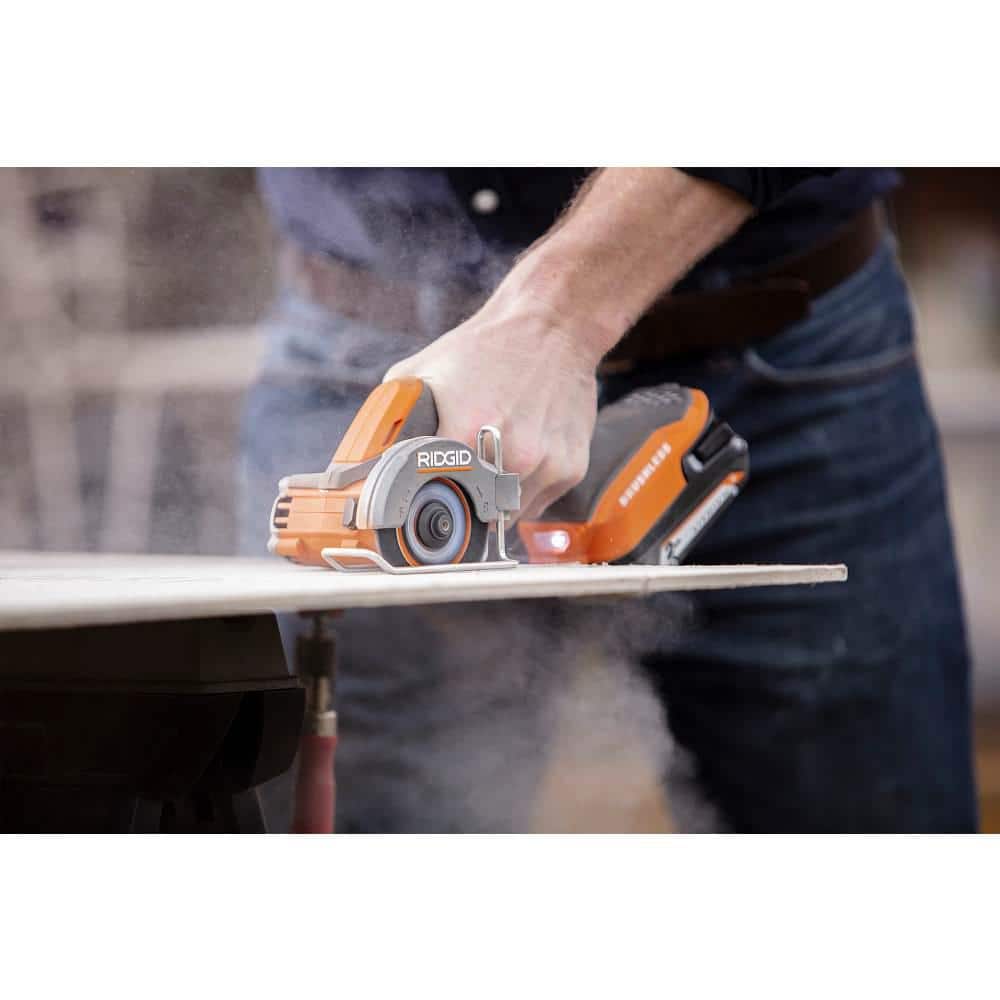 RIDGID 18V Brushless Cordless 2-Tool Combo Kit w/ Hammer Drill, Impact Driver, Saw, Batteries, Charger, & Bag